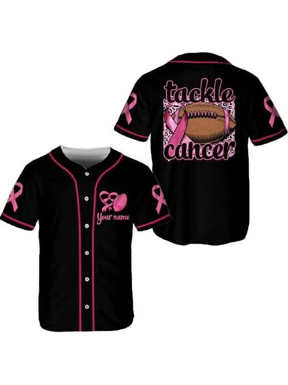 Lotusprinthandmade Personalized Breast Cancer Warrior Unisex Baseball Jersey XS-5XL Multicolor