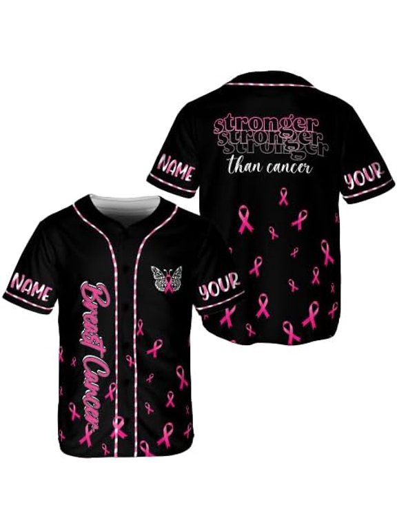 Lotusprinthandmade Personalized Breast Cancer Warrior Unisex Baseball Jersey XS-5XL Multicolor