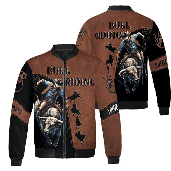 Lotusprinthandmade Personalized Bull Riding Graphic All-over Print Bomber Jacket S-5XL Multicolor (3XL), bull riding graphic bomber jacket, bull bomber jacket