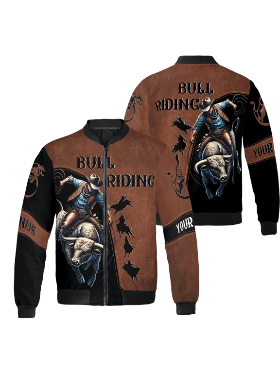 Personalized Bull Riding Graphic All-over Print Bomber Jacket S-5XL Multicolor (M), bull riding graphic bomber jacket, bull bomber jacket