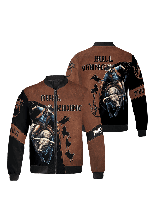 Personalized Bull Riding Graphic All-over Print Bomber Jacket S-5XL Multicolor (S), bull riding graphic bomber jacket, bull bomber jacket