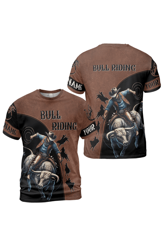 Personalized Bull Riding Graphic Unisex T-shirt 3D S-5XL Multicolor (5XL), custom bull riding tee, bull riding graphic t-shirt, bull riding shirt for men