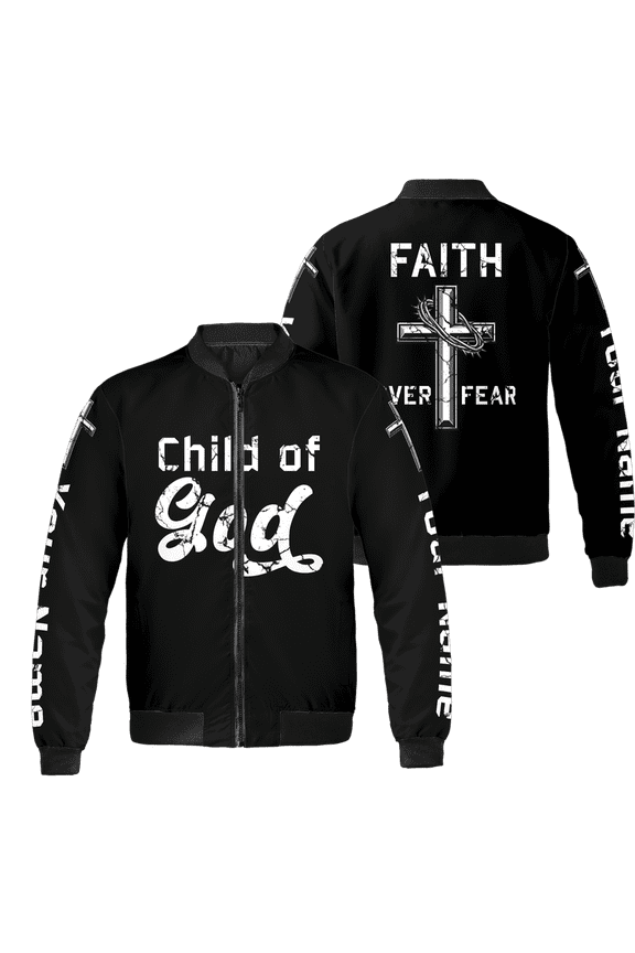Personalized Child of God All-over Print Bomber Jacket S-5XL Multicolor (4XL), religious faith jacket
