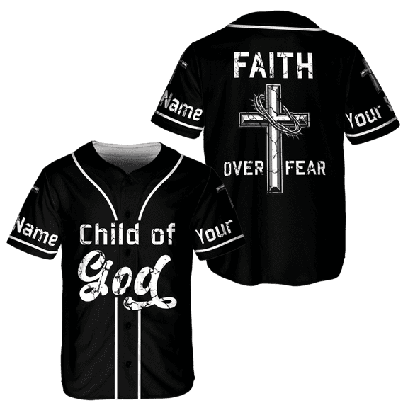 Lotusprinthandmade Personalized Child of God Baseball Jersey XS-5XL Multicolor (XS), religious quote jersey