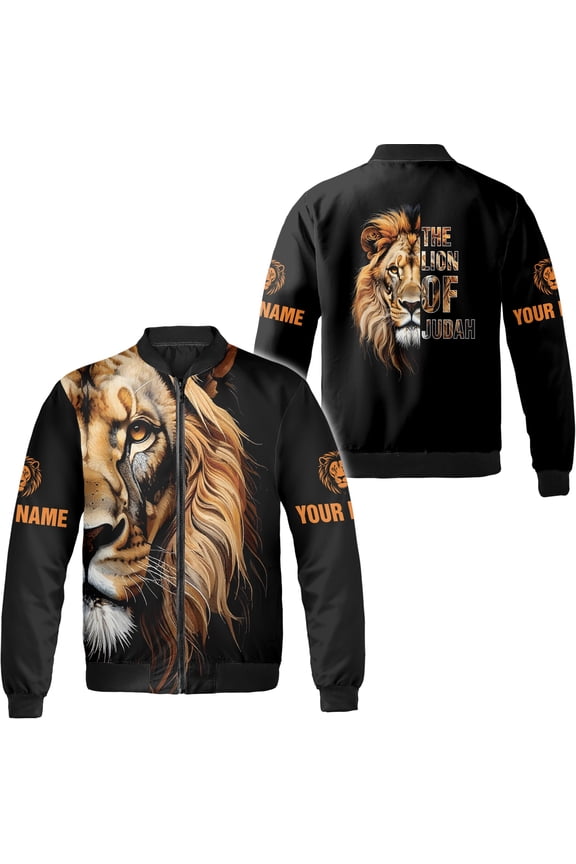 Personalized Christian Faith with Lion All-over Print Bomber Jacket S-5XL Multicolor (3XL) – Faith and Cross Graphic Jacket