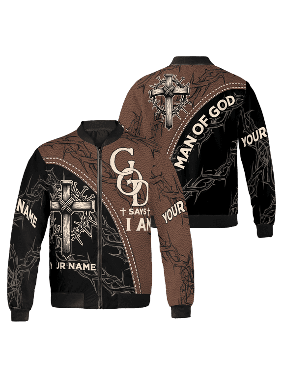 Personalized Christian God Says I Am Bomber Jacket S-5XL Multicolor (5XL), faith-based bomber jacket with custo, custom name christian bomber