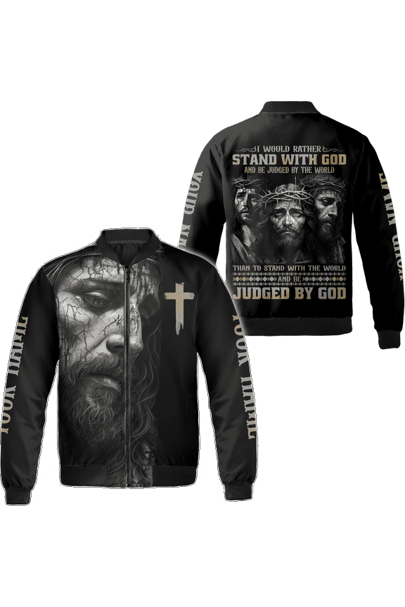 Personalized Christian I Would Rather Stand With God All-over Print Bomber Jacket S-5XL Multicolor (3XL)