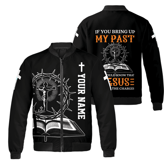 Lotusprinthandmade Personalized Christian Jesus If I Bring Up My Past All-over Print Bomber Jacket S-5XL Multicolor (S)