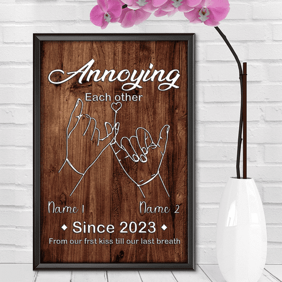 Lotusprinthandmade Personalized Couple Holding Hands Funny Quote Annoying Each Other Canvas 24" x 16", Valentine, Anniversary Canvas, couple canvas, canvas for bedroom for couples