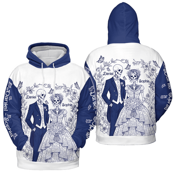 Lotusprinthandmade Personalized Couple Skull Hoodie 3D (S)