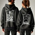 thumbnail image 1 of Lotusprinthandmade Personalized Cute Halloween Skeleton and Cat Couple Black Hoodie 2D S-5XL 50/50 Cotton/Polyester Mix (S), cute skeleton and cat couple hoodie, 1 of 3