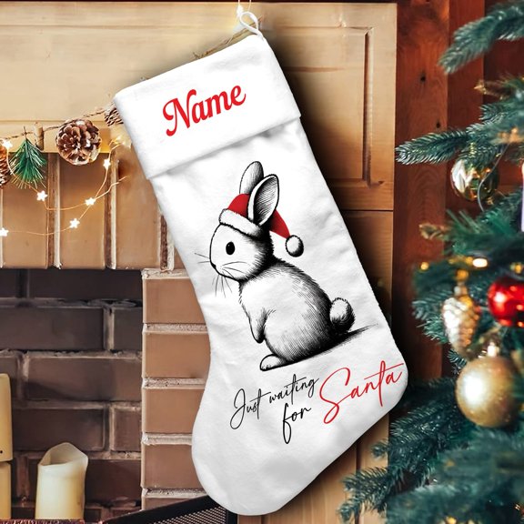 Lotusprinthandmade Personalized Cute Labrador Retriever Dog Lovers Christmas Stocking (L), bunny christmas stocking, rabbit holiday stocking