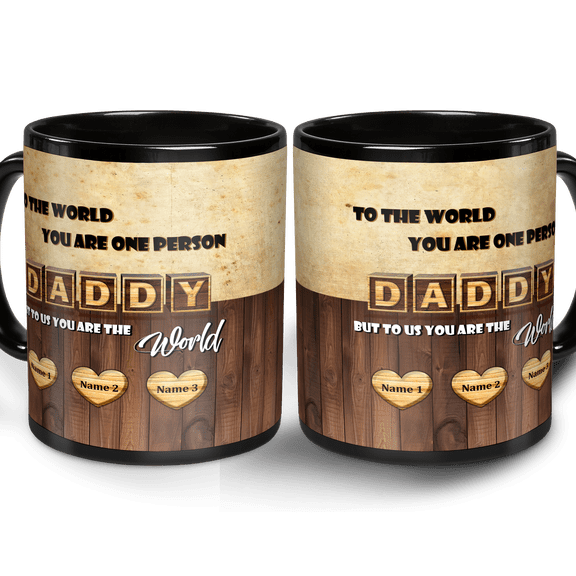 Lotusprinthandmade Personalized Daddy Gift for Father Black Ceramic Mug (15oz) (Made In US)