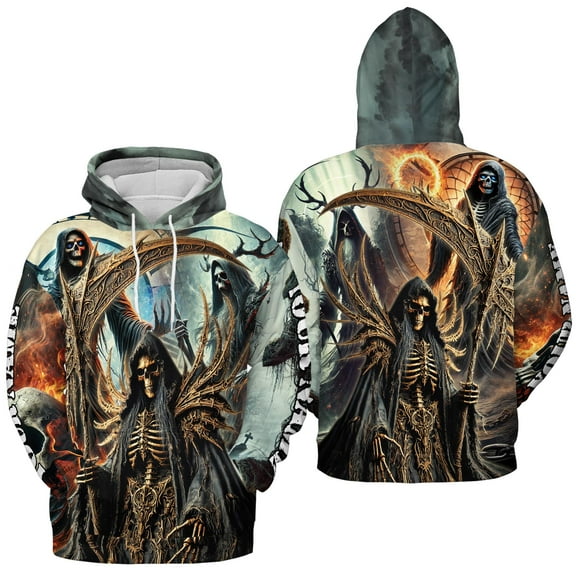 Lotusprinthandmade Personalized Death Halloween Horror Skull Hoodie 3D (Lightweight) S-5XL Multicolor (S)