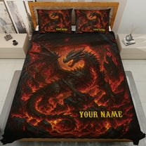 Lotusprinthandmade Personalized Dragon Lovers Quilt Bedding Set (Fold Hem) 5 Sizes (Made in Vietnam) (55x60), romantic dragon quilt bedding, dragon quilt cover