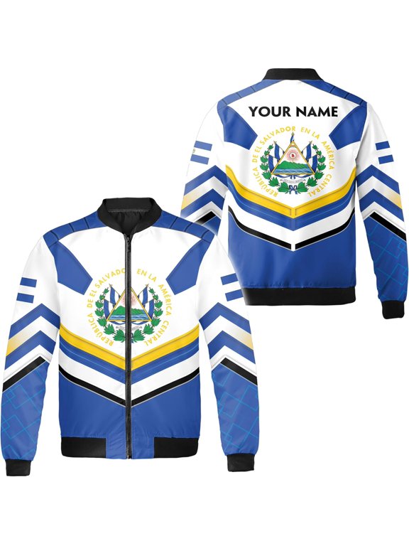 Personalized El Salvador Bomber Jacket S-5XL Multicolor, Mens El Salvador Jacket