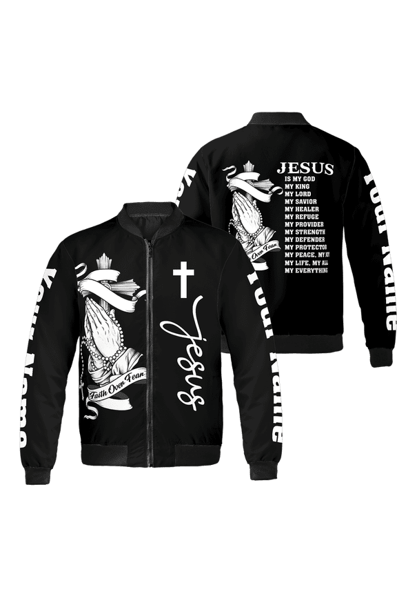Personalized Faith Quote All-over Print Bomber Jacket S-5XL Multicolor (M), christian faith based bomber jacket