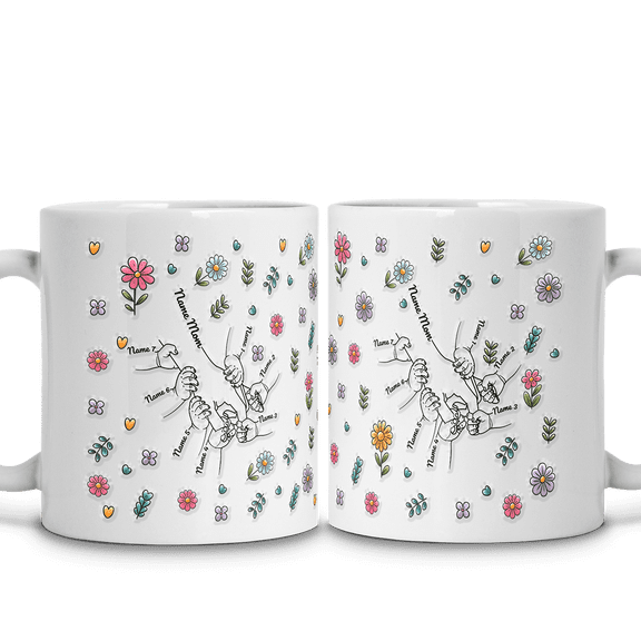 Lotusprinthandmade Personalized Family Hold Hands Ceramic Mug (11oz)