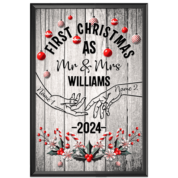 Lotusprinthandmade Personalized First Christmas As Mr&Mrs Canvas 1.5in 18" x 12"