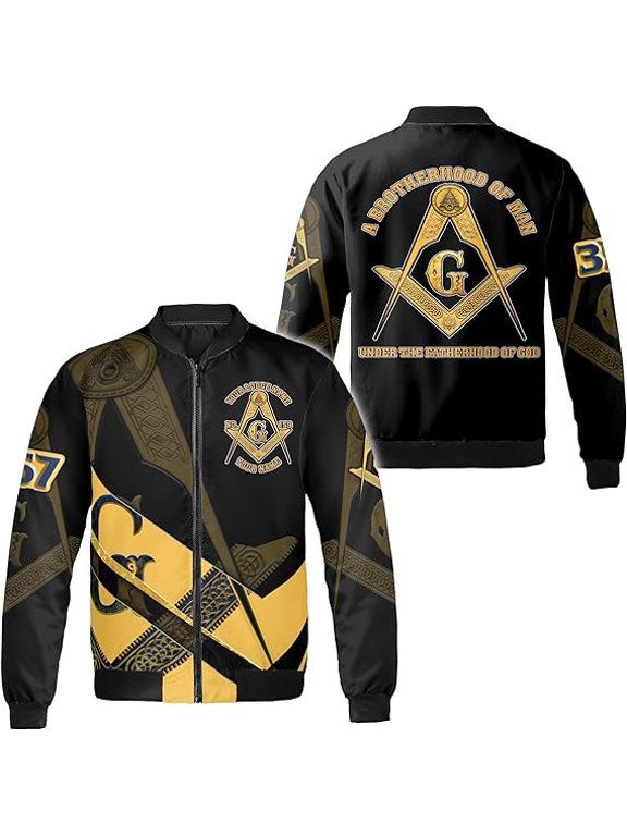 Personalized Freemason White Compass Symbol All-over Print Bomber Jacket Multicolor