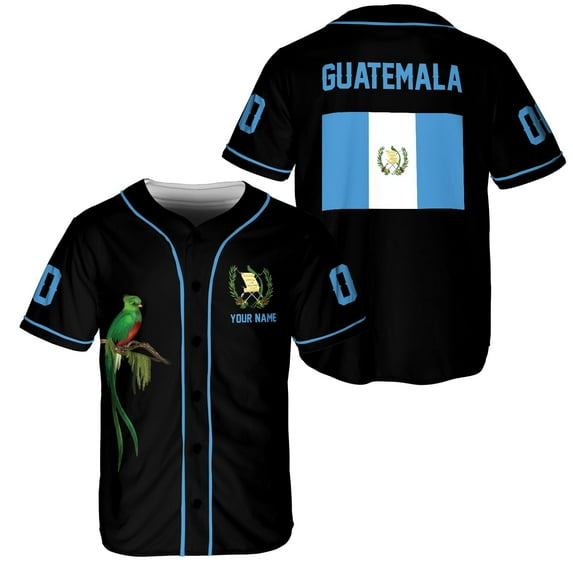 Lotusprinthandmade Personalized Guatemalan Baseball Jersey Shirt XS-5XL Multicolor, Guatemala Jersey