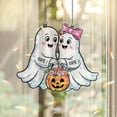 thumbnail image 1 of Lotusprinthandmade Personalized Halloween Couple Spooky Custom Shape Broken Glass Hologram Ornament 10in, Spooky Halloween Couple Ornament, 1 of 5
