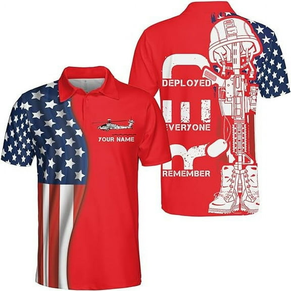 Lotusprinthandmade Personalized Helicopter On Friday We Wear Red Remember Everyone Deployed Men Polo Shirt (Lightweight) S-5XL Multicolor (S)