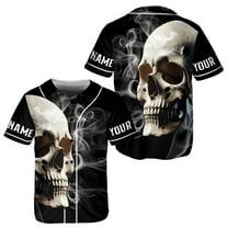 Lotusprinthandmade Personalized Horror Skull Baseball Jersey XS-5XL Multicolor (XS), custom name skull jersey, skull graphic baseball shirt