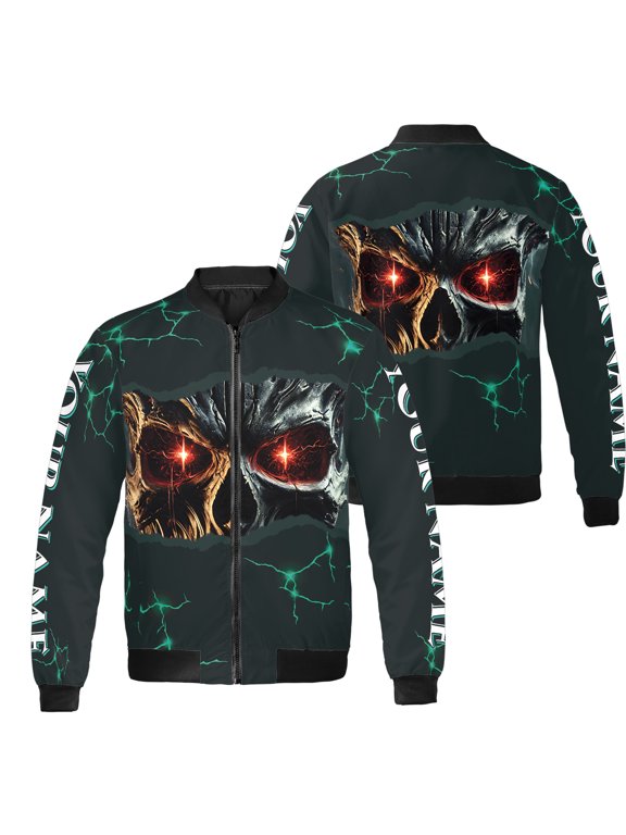 Personalized Horror Skull Bomber Jacket S-5XL Multicolor (S), custom name skull bomber, skull bomber outerwear