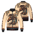 thumbnail image 1 of Lotusprinthandmade Personalized Horse Lovers Native America All-over Print Bomber Jacket S-5XL Multicolor (L), horse-themed bomber coat, 1 of 5