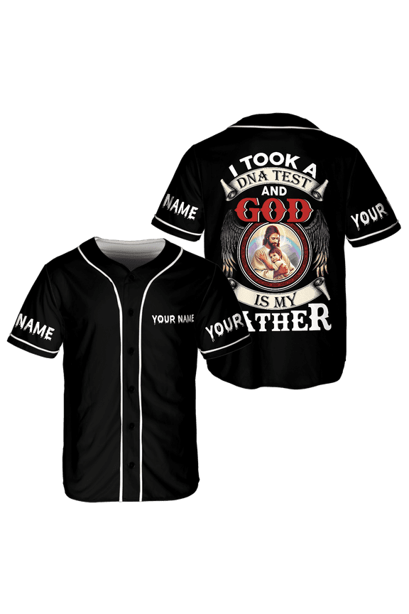 Personalized I Took A DNA Test And God Is My Father Unisex Baseball Jersey XS-5XL Multicolor (XL)