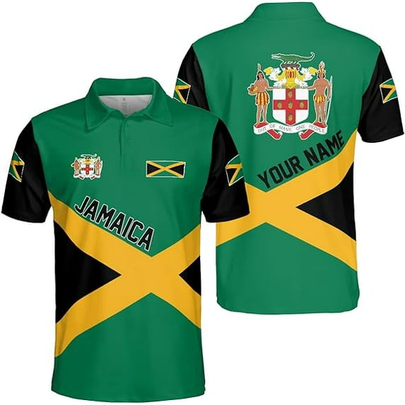Lotusprinthandmade Personalized Jamaica Flag Jamaican Pride Polo Shirt (Lightweight) S-5XL Multicolor