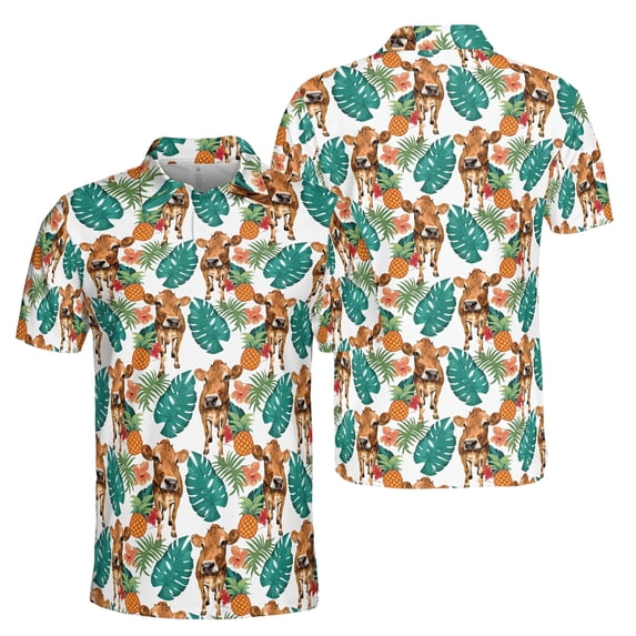 Lotusprinthandmade Personalized Jersey Cattle Men Polo Shirt (Lightweight) S-5XL Multicolor (2XL)