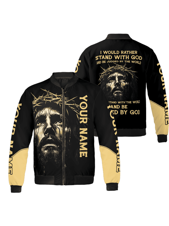 Personalized Jesus Christian All-over Print Bomber Jacket S-5XL Multicolor (5XL), faith-based bomber jacket, inspirational jesus outerwear