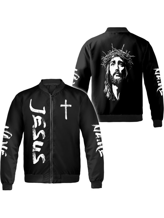 Personalized Jesus Christian All-over Print Bomber Jacket S-5XL Multicolor (L), christian faith based bomber jacket