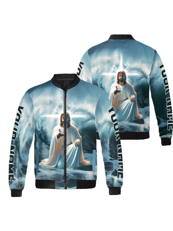Personalized Jesus Christian Focus On Me Not The Storm All-over Print Bomber Jacket S-5XL Multicolor (3XL)