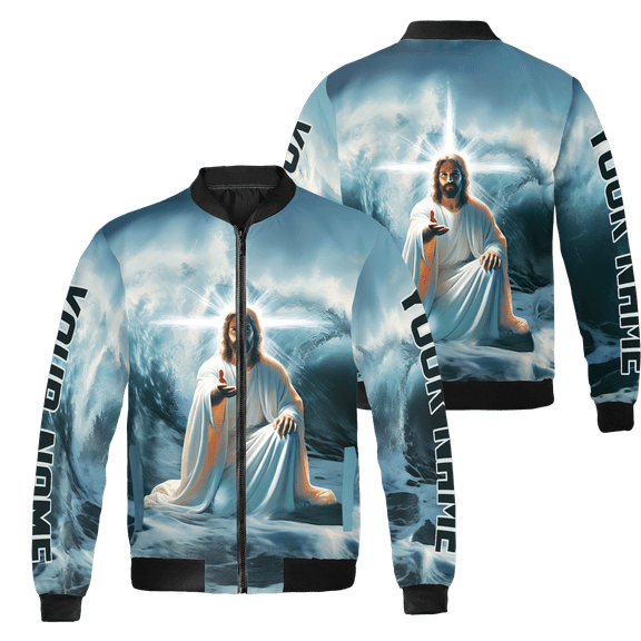Lotusprinthandmade Personalized Jesus Christian Focus On Me Not The Storm All-over Print Bomber Jacket S-5XL Multicolor (S)