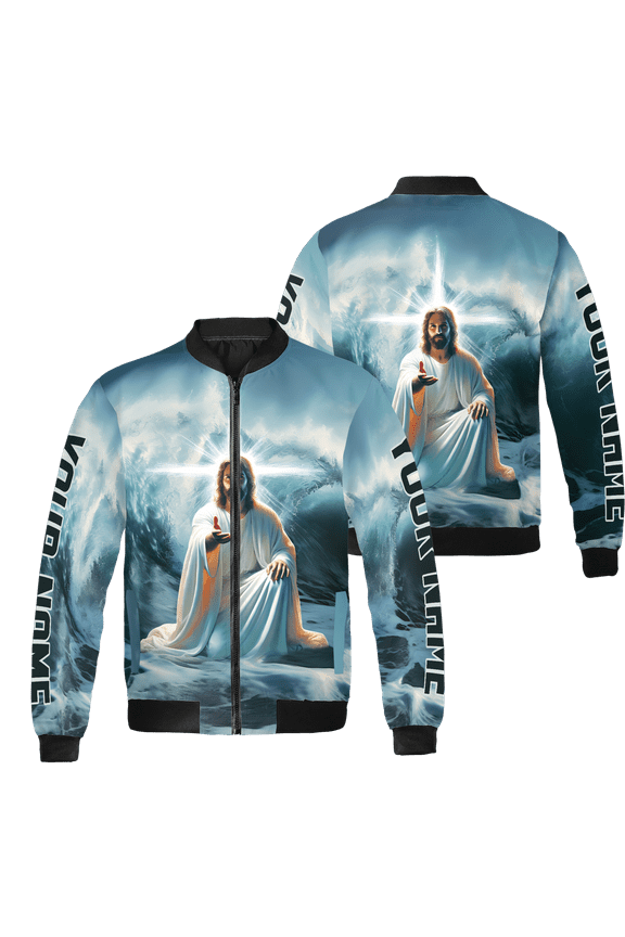Personalized Jesus Christian Focus On Me Not The Storm All-over Print Bomber Jacket S-5XL Multicolor (S)