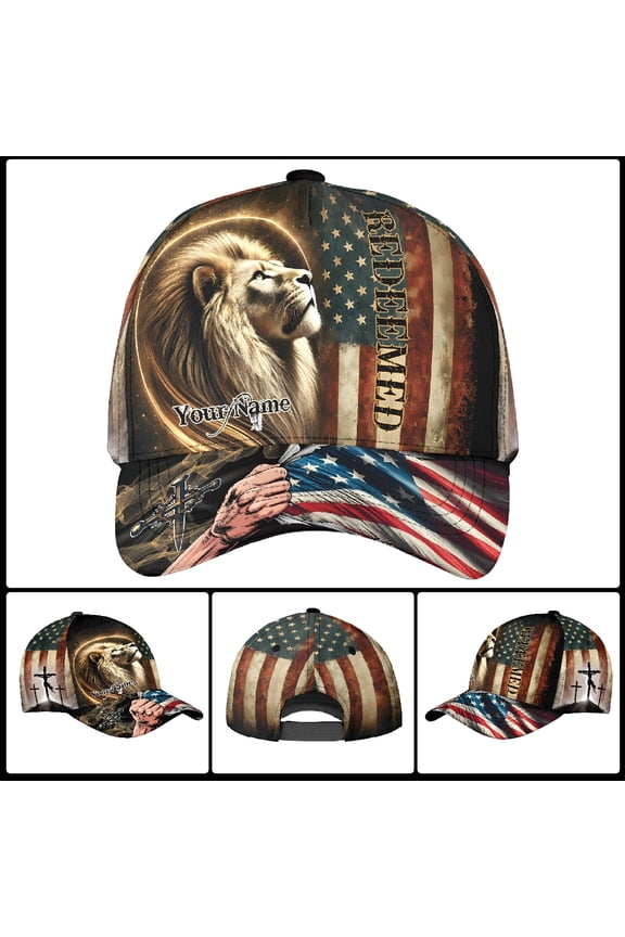 Personalized Jesus Christian with Lion Classic Baseball Cap One Size Multicolor – Faith and Patriotic Graphic Christian Hat