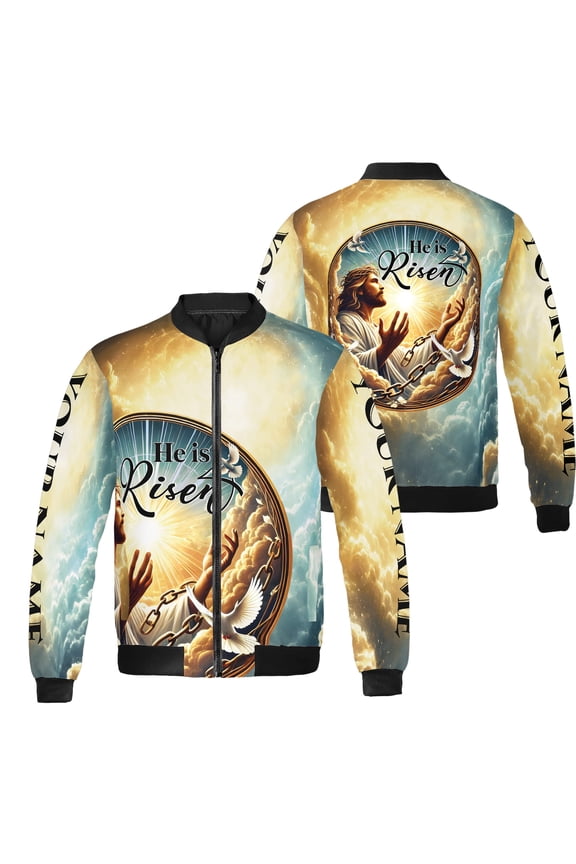 Personalized Jesus He Is Risen Baseball Jacket (Midweight) S-5XL Multicolor (5XL)