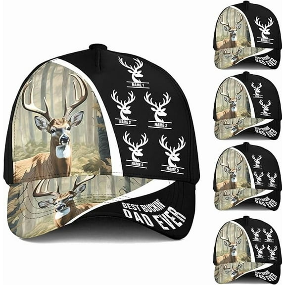 Lotusprinthandmade Personalized Kid Name Deer Hunting Father Kids Classic Baseball Cap One Size Multicolor