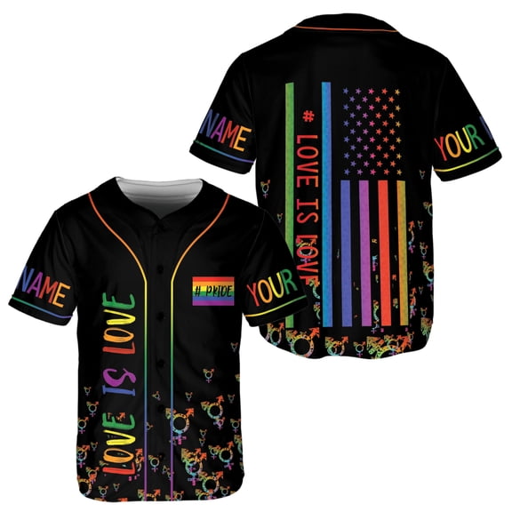 Lotusprinthandmade Personalized LGBT Baseball Jersey XS-5XL Multicolor (L), LGBT Jersey For Women, LGBT Matching Shirt