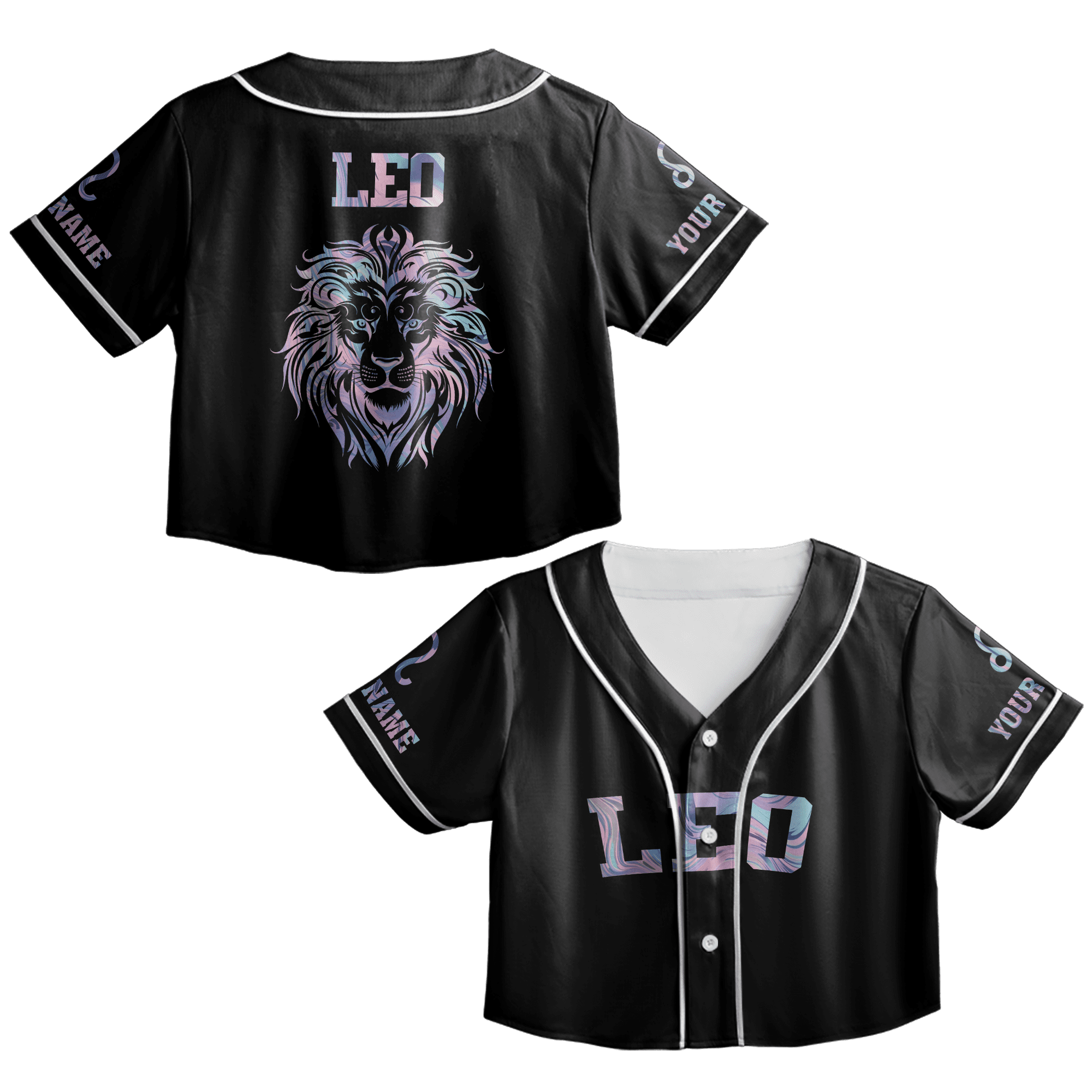 Lotusprinthandmade Personalized Leo Zodiac Crop Top Baseball Jersey XS ...