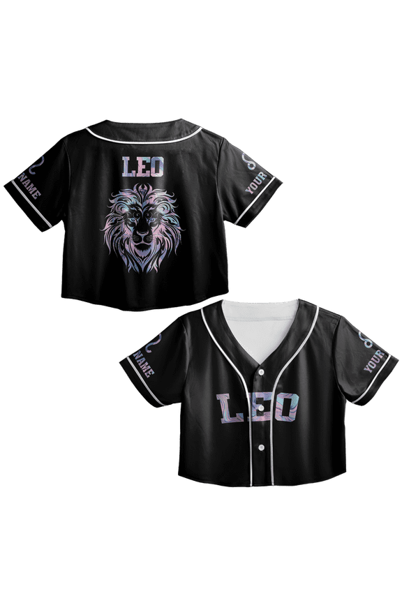 Personalized Leo Zodiac Crop Top Baseball Jersey XS-XL Multicolor, birthday shirt, leo zodiac shirt, leo shirts for women zodiac