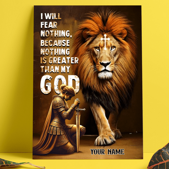 Lotusprinthandmade Personalized Lion God Jesus Poster 12" x 18”, God Quote Canvas, inspirational christian wall art