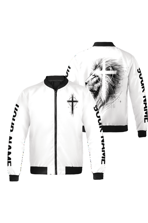 Personalized Lion and Christian Jesus-Symbolic Lion All-over Print Bomber Jacket S-5XL Multicolor (S)