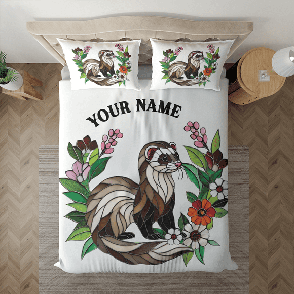 Lotusprinthandmade Personalized Love Ferret Animal 3D Bedding Set (Made in Vietnam) (60x80), Durable And High-Quality Animal-Themed Bedding