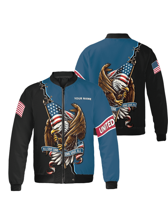 Personalized Memorial Day Veterans Eagle Military All-over Print Bomber Jacket S-5XL Multicolor (2XL)
