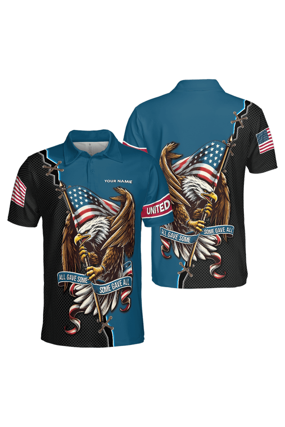 Personalized Memorial Day Veterans Eagle Military Men Polo Shirt (Lightweight) S-5XL Multicolor (L)