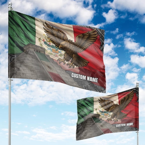 Lotusprinthandmade Personalized Mexican 100% Polyester Horizontal House Flag 36×60 inches, Outdoor hanging flag, Outdoor Mexico flag